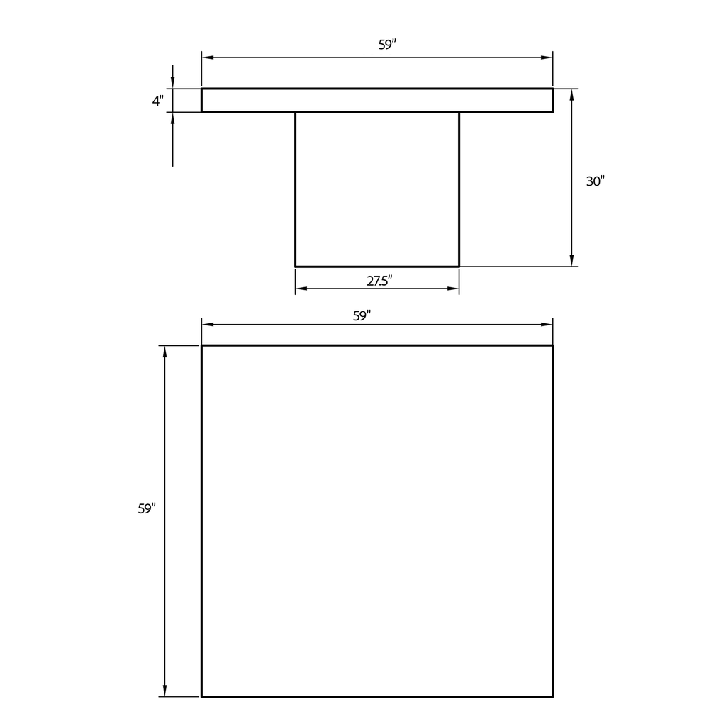 Una 59" Square Table - Dining Height