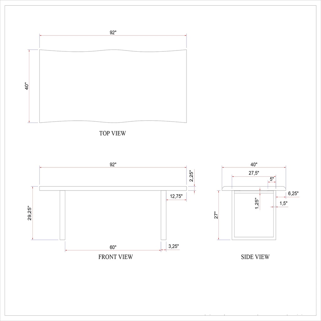 Brooks Dining Table - U Base