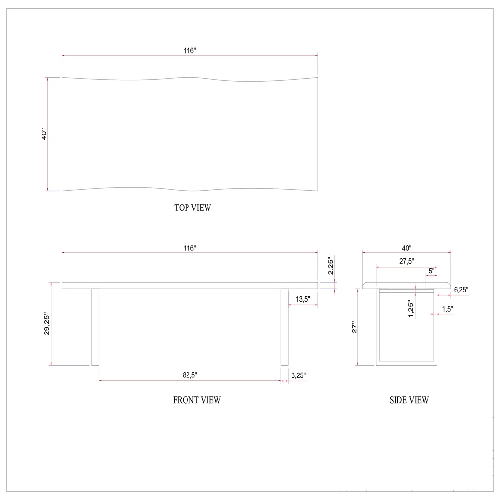 Brooks Dining Table - U Base