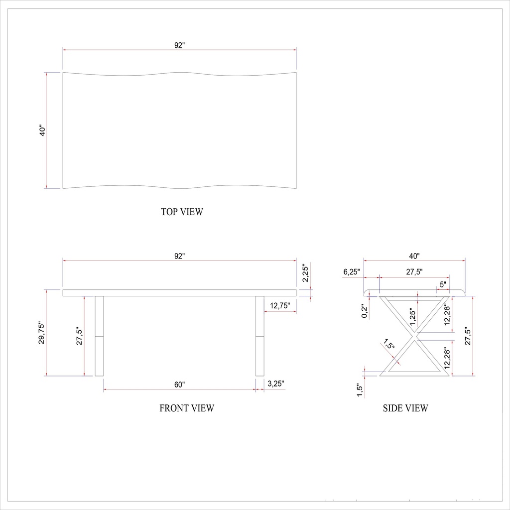 Brooks Dining Table - X Base