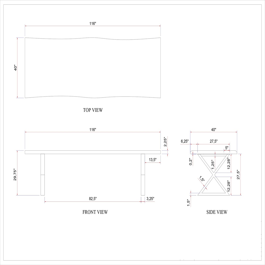 Brooks Dining Table - X Base
