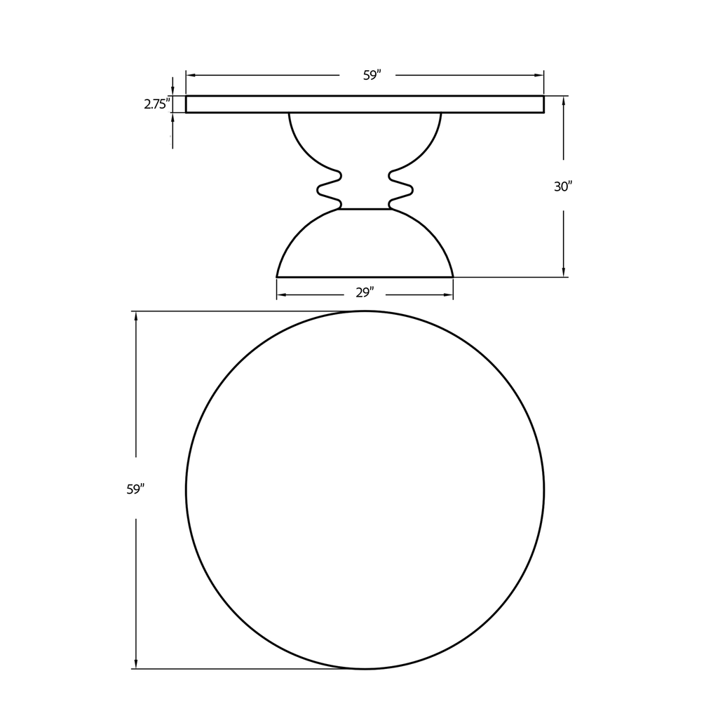 Spindle 59" Round Dining Table
