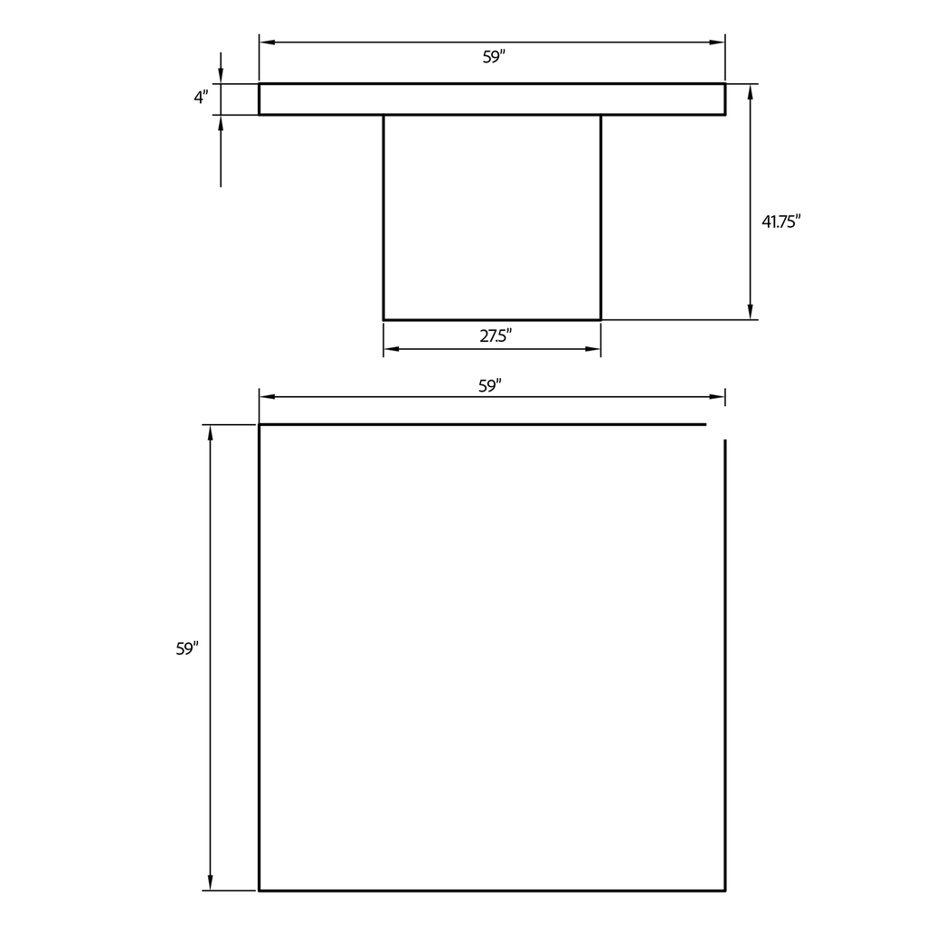 Una 59" Square Table - Bar Height