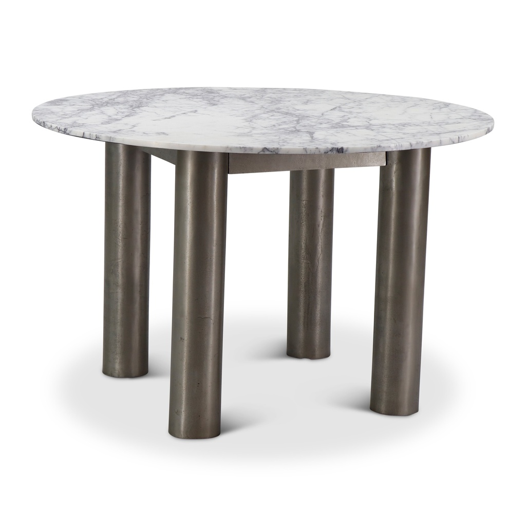 Elliott 47" Dining Table - White Lilac/Antique Nickel